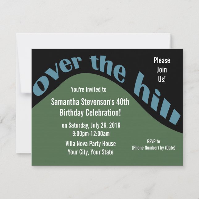 Rolling Downhill, 40th Birthday Invitation (Front)