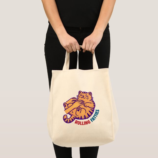 Rolling Fatties Cat Funny Cute Cat Lover Kitten Tote Bag (Front (Product))