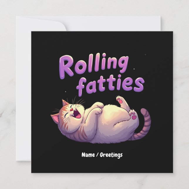 Rolling Fatties Cat Meme Funny & Cute Chonk Cats Invitation (Front)
