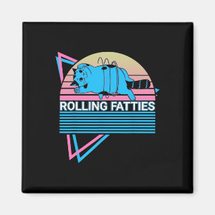 Rolling Fatties Funny Cat Retro  Magnet