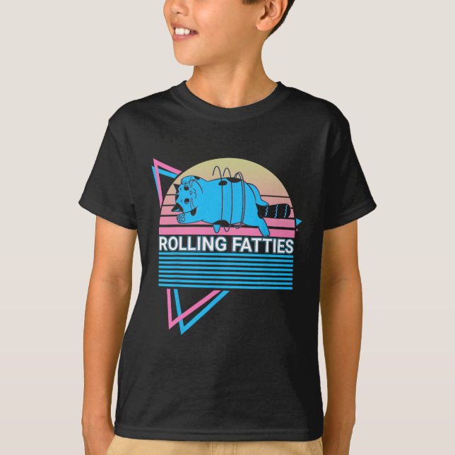 Rolling Fatties Funny Cat Retro  T-Shirt (Front)