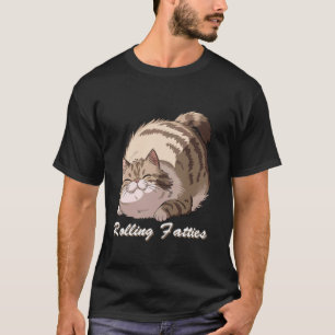 Rolling Fatty Cat Meme Lazy Furry Kitty Humour Fun T-Shirt