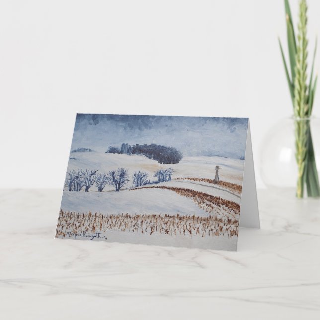 Rolling Fields in Winter Greeting Card (Front)