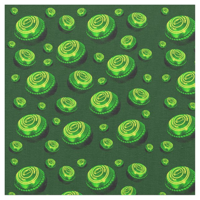 Rolling Greens: Lawn Bowl Pattern in Oil Paint Fabric (Close Up)
