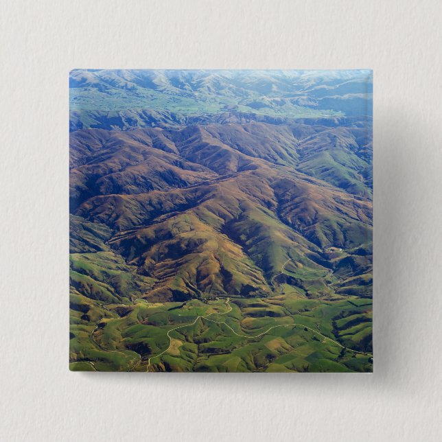 Rolling hills in Southland Region of New Zealand 2 Inch Square Button (Front)