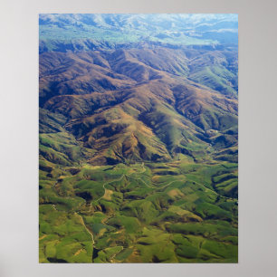 Rolling hills in Southland Region of New Zealand Poster