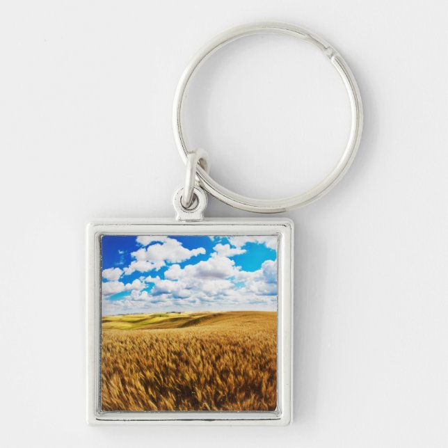 Rolling hills of ripe wheat keychain (Front)