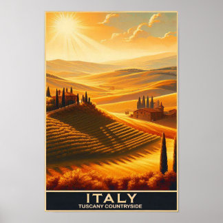 Rolling Hills of Tuscany – Vintage Travel  Poster
