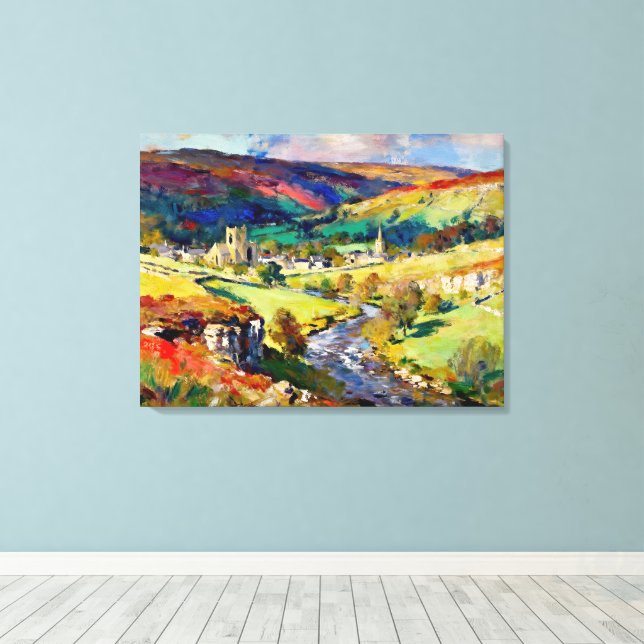 Rolling Hills, Quiet Walls – A Yorkshire Landscape Canvas Print (Insitu(Wood Floor))