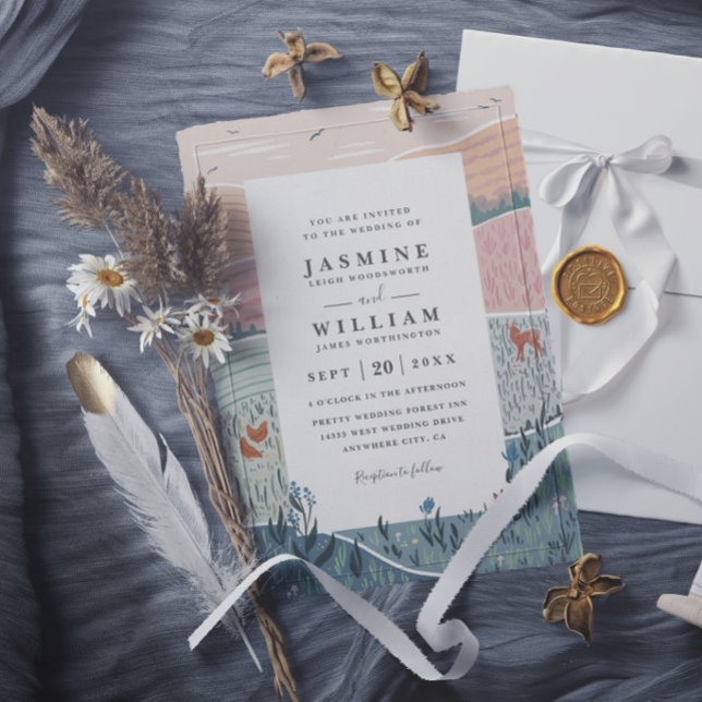 Rolling Hills Rustic Countryside Elegant Wedding Invitation (Creator Uploaded)