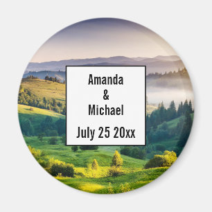 Rolling Hills Scenic Nature Photo Wedding Date Magnet