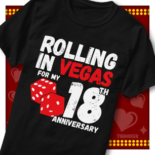 Rolling In Vegas 18th Anniversary Funny Couple T-Shirt