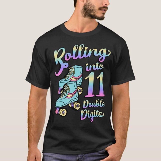 Rolling Into 11 Double Digits Roller Skaters 11th  T-Shirt (Front)