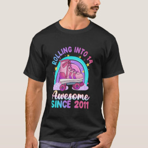 Rolling into 14 Awesome 2011 14th Bday Roller Skat T-Shirt
