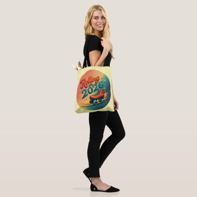 Rolling Into 2026 Retro Skate Tote Bag (On Model)