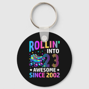 Rolling Into 23 Years Old Skates 23rd Birthday Gif Keychain