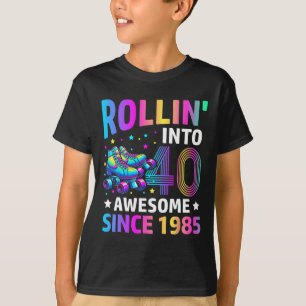 Rolling Into 40 Years Old Skates 40th Birthday Gif T-Shirt