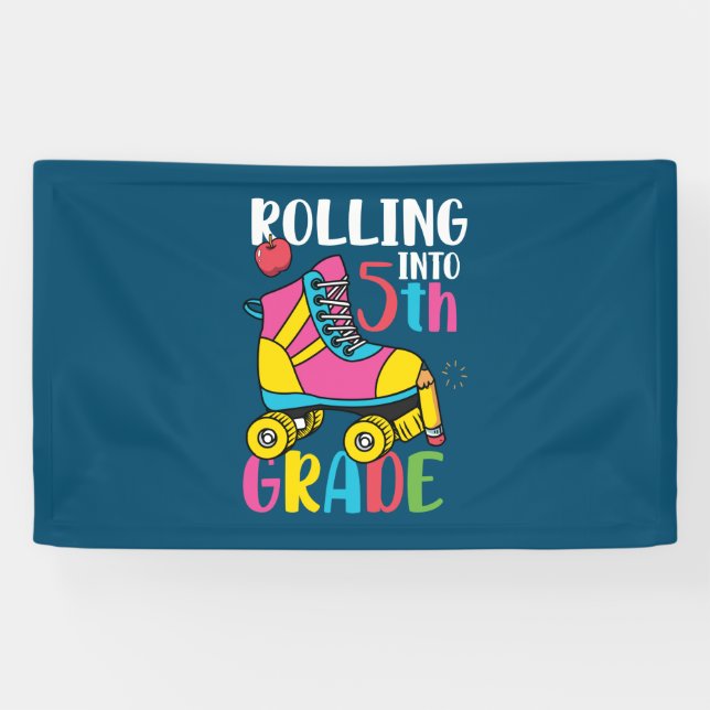 Rolling Into 5th Grade Banner (Horizontal)