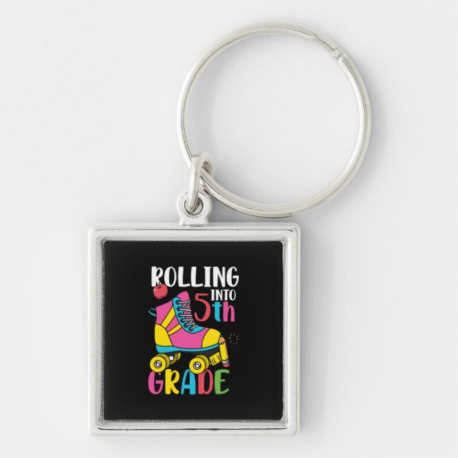 Rolling Into 5th Grade Keychain (Front)