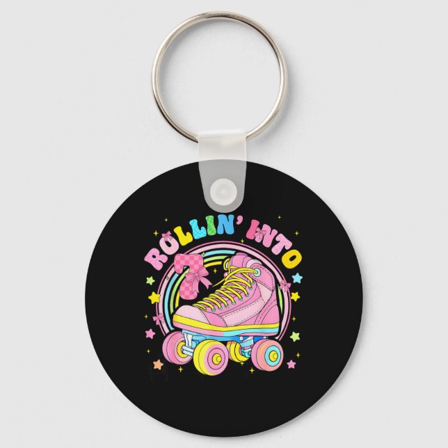 Rolling Into 7 Roller Skate Coquette Seventh Keychain (Front)