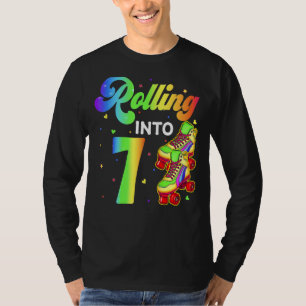 Rolling Into 7 Years Old 7th Birthday Roller Skate T-Shirt
