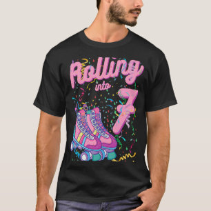 Rolling Into 7th Birthday Roller Skates 7 Years Ol T-Shirt
