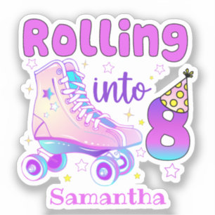 Rolling Into 8 Roller Skater Birthday Celebration