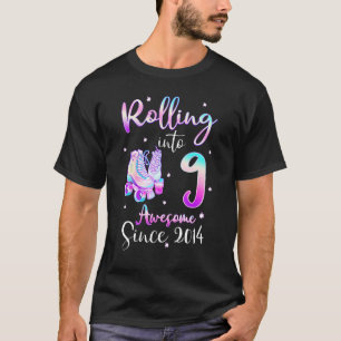 Rolling Into 9 Awesome Since 2014 9th Bday Roller T-Shirt