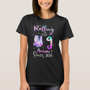 Rolling Into 9 Awesome Since 2014 9th Bday Roller T-Shirt
