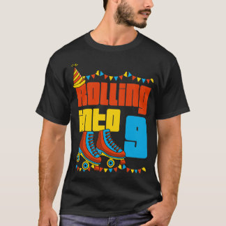 Rolling Into 9 Roller Skate 9th Birthday Party Sup T-Shirt