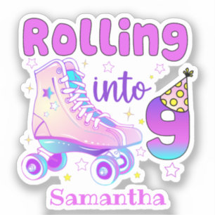 Rolling Into 9 Roller Skater Birthday Celebration