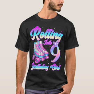 Rolling Into 9 Year Old Roller Skating 9th Birthda T-Shirt