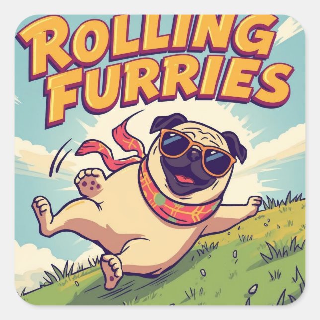 Rolling into Happiness Square Sticker (Front)