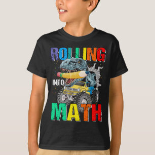 Rolling Into Math Monster Truck Dinosaur Boys T-Shirt