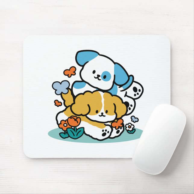 Rolling Into May Like Happy Pups – Cute Spring Dog Mouse Pad (With Mouse)
