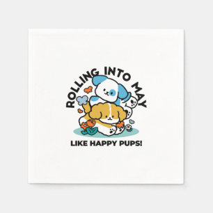 Rolling Into May Like Happy Pups – Cute Spring Dog Napkin