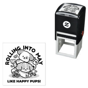 Rolling Into May Like Happy Pups – Cute Spring Dog Self-inking Stamp