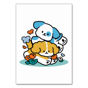 Rolling Into May Like Happy Pups – Cute Spring Dog Table Number