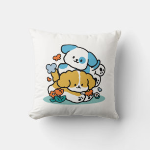 Rolling Into May Like Happy Pups – Cute Spring Dog Throw Pillow