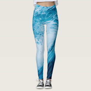 Rolling Ocean Wave In Hues Of Blue Leggings