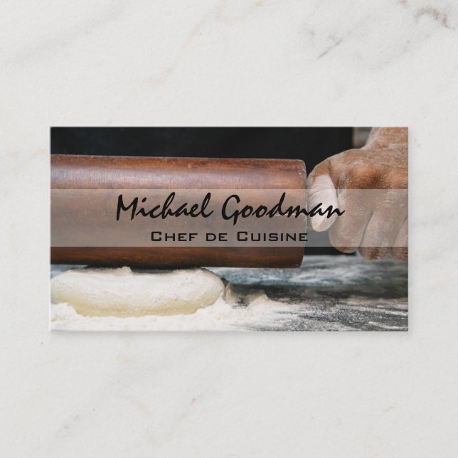 Rolling Out Dough | Rolling Pin and Flour Business Card (Front)