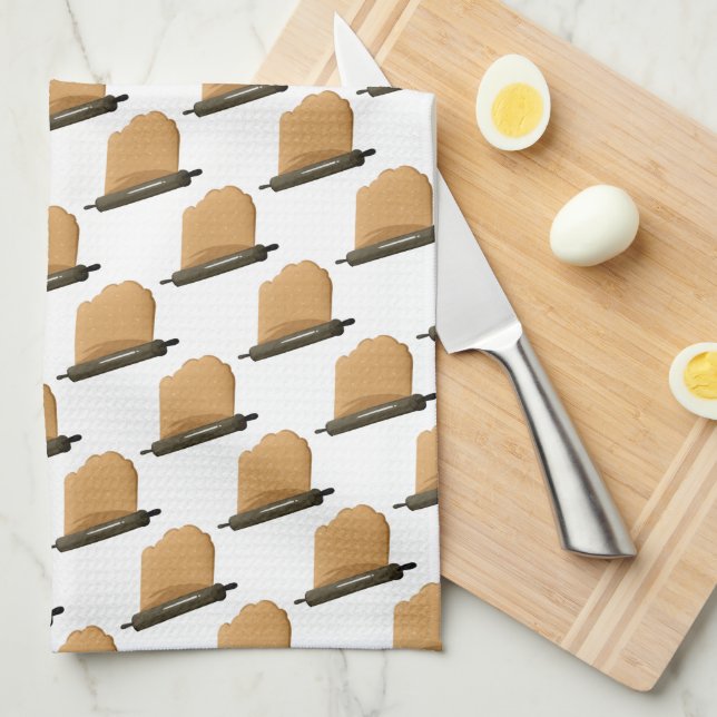 Rolling Pin and Dough Kitchen Towel (Quarter Fold)