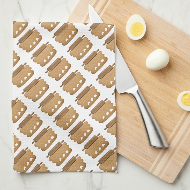 Rolling Pin and Dough Kitchen Towel (Quarter Fold)
