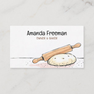 Rolling Pin and Dough Sketch Baking Business Card