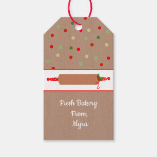 Rolling Pin and Polka Dots Custom Kraft Gift Tags