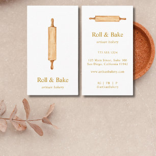 Rolling Pin Bakery Chef Caterer Gold Script Business Card