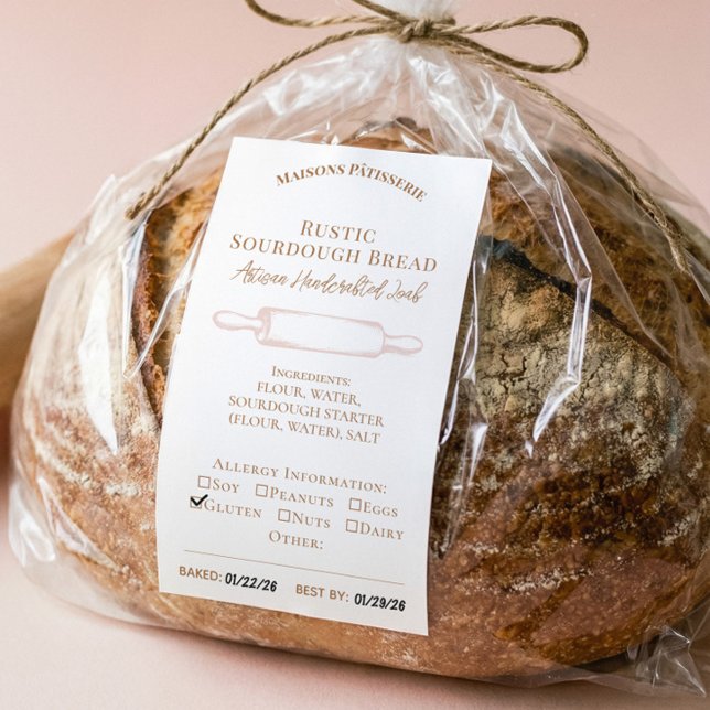 Rolling Pin Bakery Ingredients Allergy Food Label (Rolling Pin Bakery Ingredients Allergy Food Label)