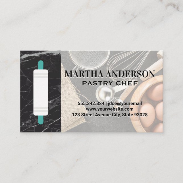 Rolling Pin | Baking Ingredients and Tools Business Card (Front)