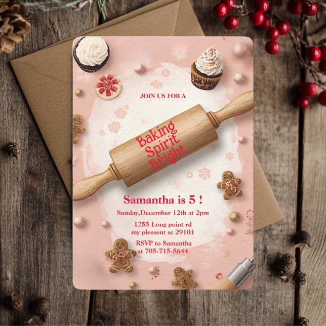 Rolling Pin Baking Spirit Bright Birthday Invitation (Creator Uploaded)