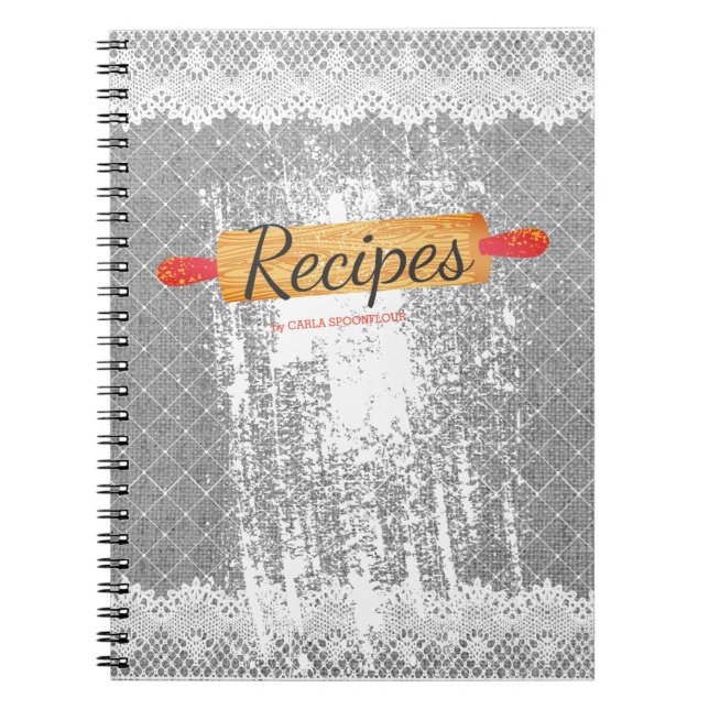 Rolling pin flour baking cookbook recipe notebook (Front)